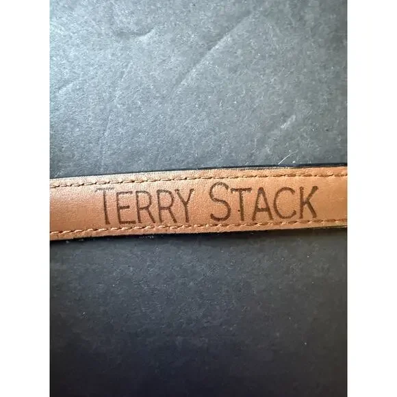 Vintage Terry Stack Italian Leather Pony Hair Belt Size L Brown Animal Print - Picture 5 of 7